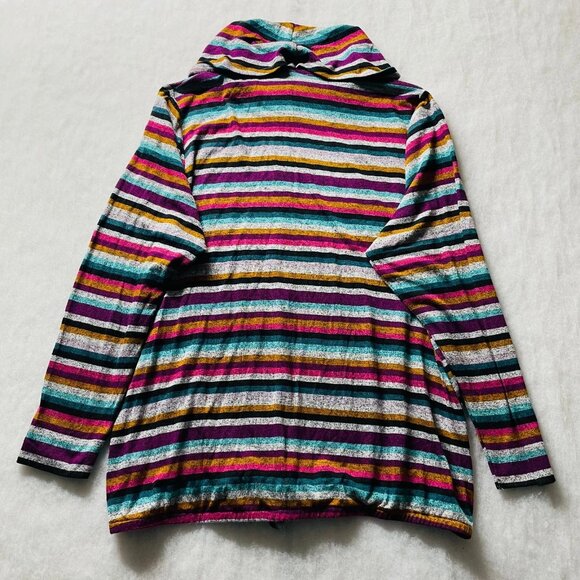 NWT Lane Bryant Womens Multicolor Striped Front Knot Hem Sweater Size 18/20 - Picture 2 of 9